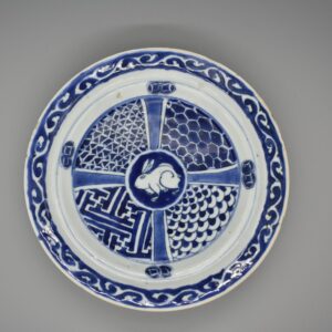 Blue and White Kosometsuke Hare Dish (2)