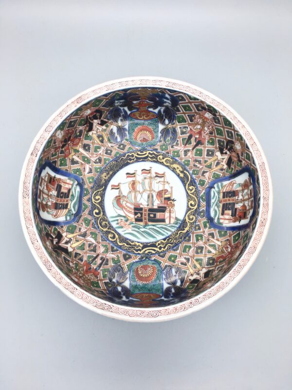 European Subject Black Ship Imari Bowl