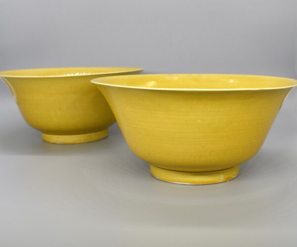 Pair of Imperial Yellow Glazed Bowls