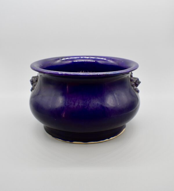 Large Aubergine Glazed Lionhead Censer