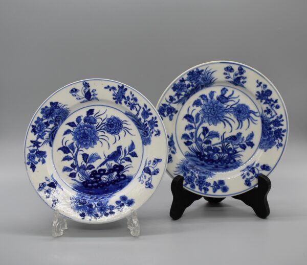 Blue and White Birds and Floral Dishes