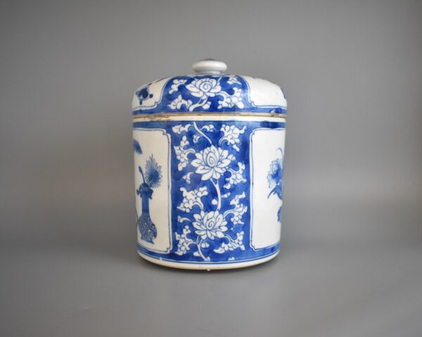 Blue and White U-Shaped Jar and Cover - Image 3