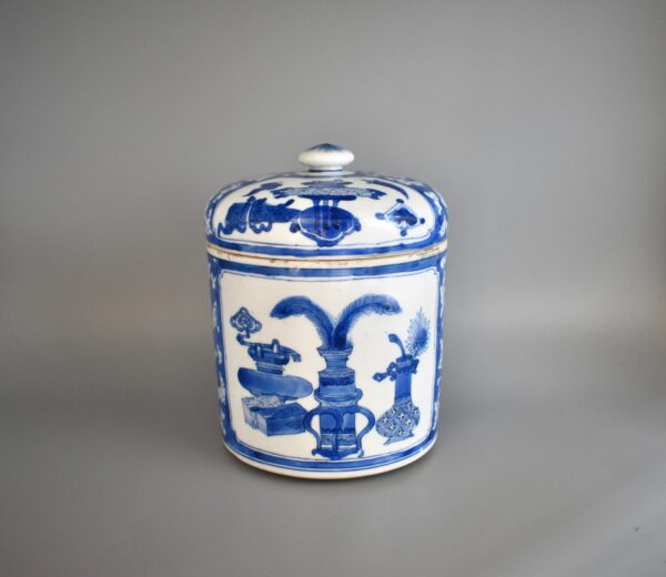 Blue and White U-Shaped Jar and Cover - Image 2