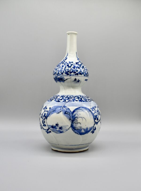 An Arita Blue and White Double-Gourd Bottle Vase