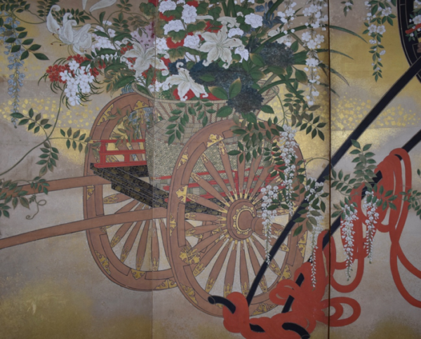 Goshoguruma/Flower Cart Six-Panel Screen - Image 2