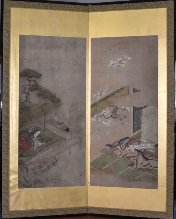 Two Panel 'Tale of Genji' Screen