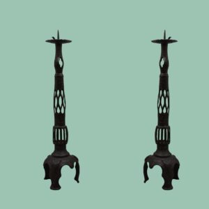 Pair of Bronze Cast Shokudai