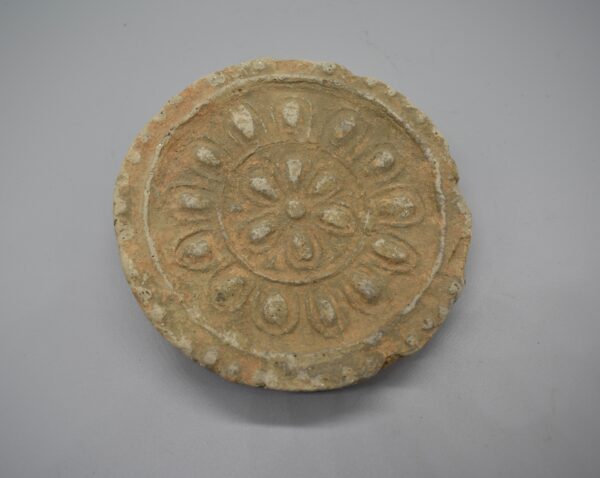 Roof-end Tile with embossed Chrysanthemum design