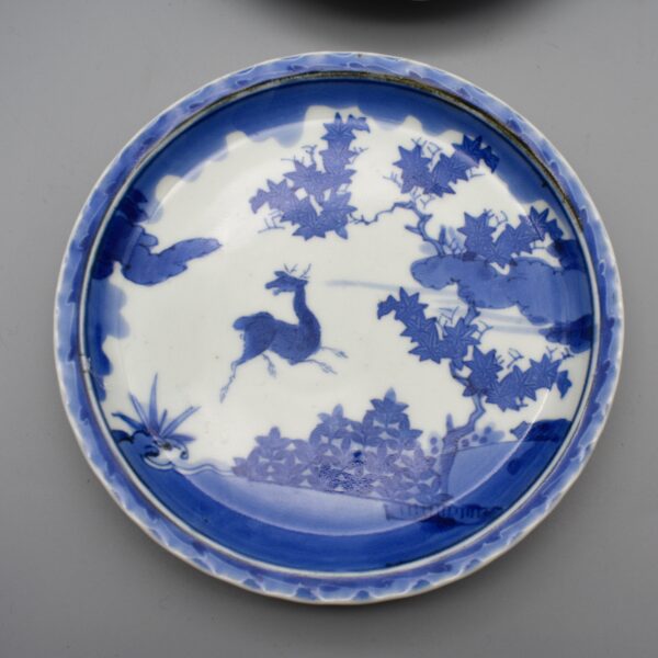 Blue and White Deer amongst Momiji Dish