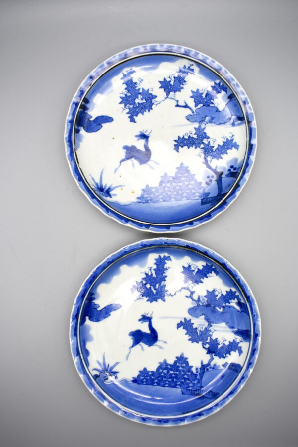 Blue and White Deer amongst Momiji Dish - Image 2