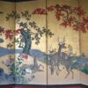 Six-Panel Tosa School Deer, Maple and Birds Screen