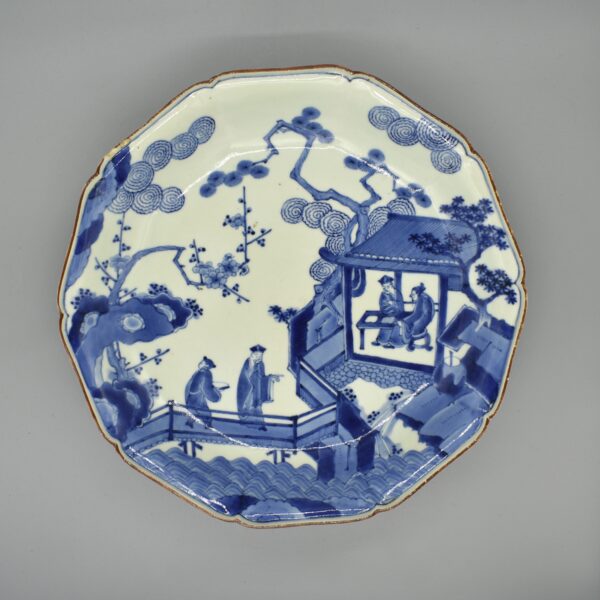 Blue and White Court Scene Kakiemon Dish