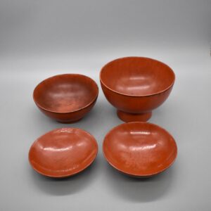 Set of Four Negoro Lacquer Monks Dining Set