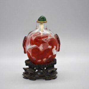 Peking Glass Cat and Bird Design Snuff Bottle