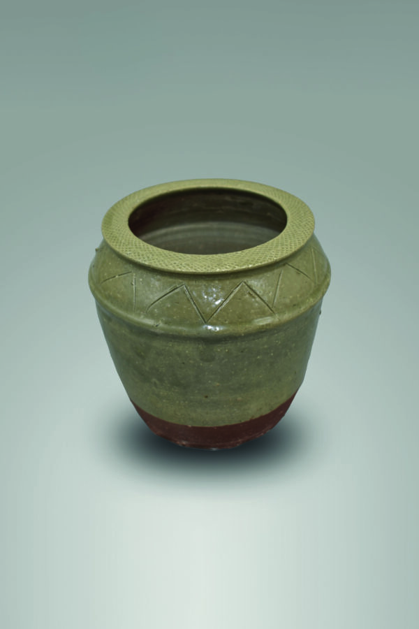 Olive Green Glazed Water Jar