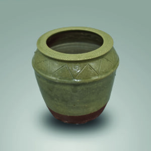 Olive Green Glazed Water Jar