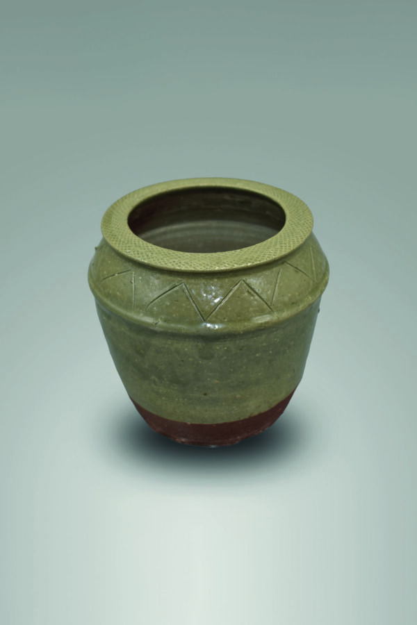 Olive Green Glazed Water Jar