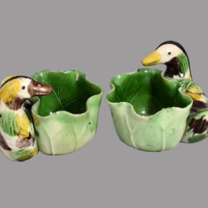 Pair of Famille Verte Duck and Lotus Waterdroppers