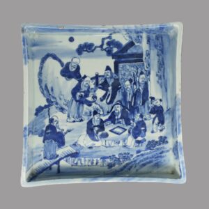Blue and White Square Footed Immortals Dish