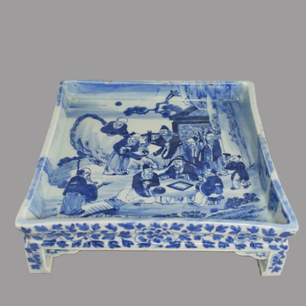 Blue and White Square Footed Immortals Dish - Image 2