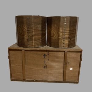 Pair of Facetted Wood Carved Hibachi