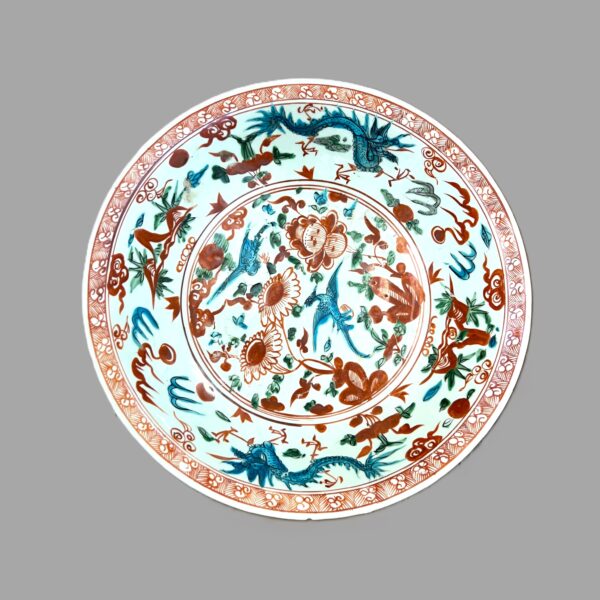 Swatow Polychrome Phoenix Charger