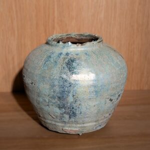 Iridescent Green Glazed Jar