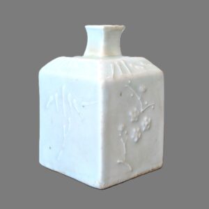 White Glazed Square Section Bamboo & Plum Blossom Bottle