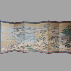 Kano School Six-Panel Rice Farming Screen