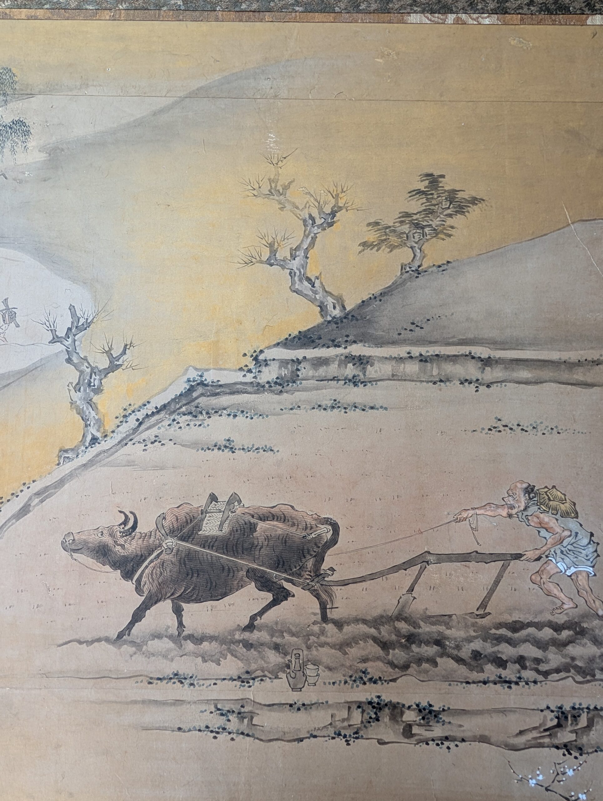 Kano School Six-Panel Rice Farming Screen - Image 2