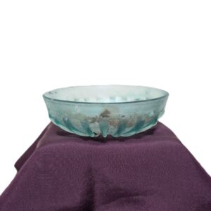 Roman Glass Blue Ribbed Bowl